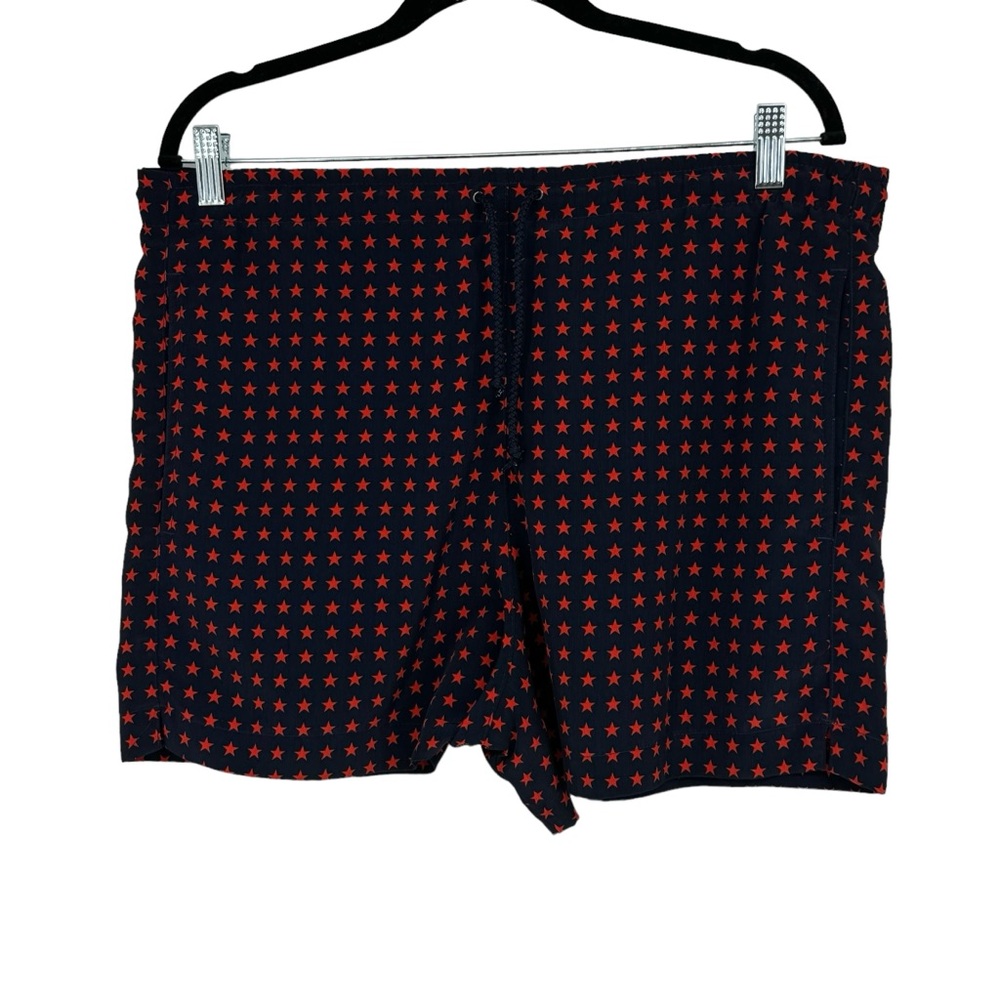*Men’s Vintage Tail Size Small Blue/Red Star print Satiny Shorts w Waist Tie
